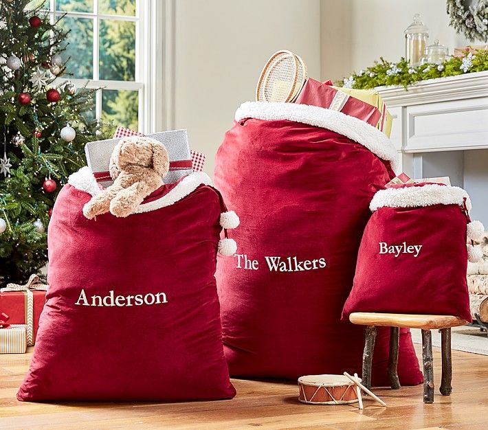 Red Velvet Large Christmas Santa Bag | Pottery Barn Kids