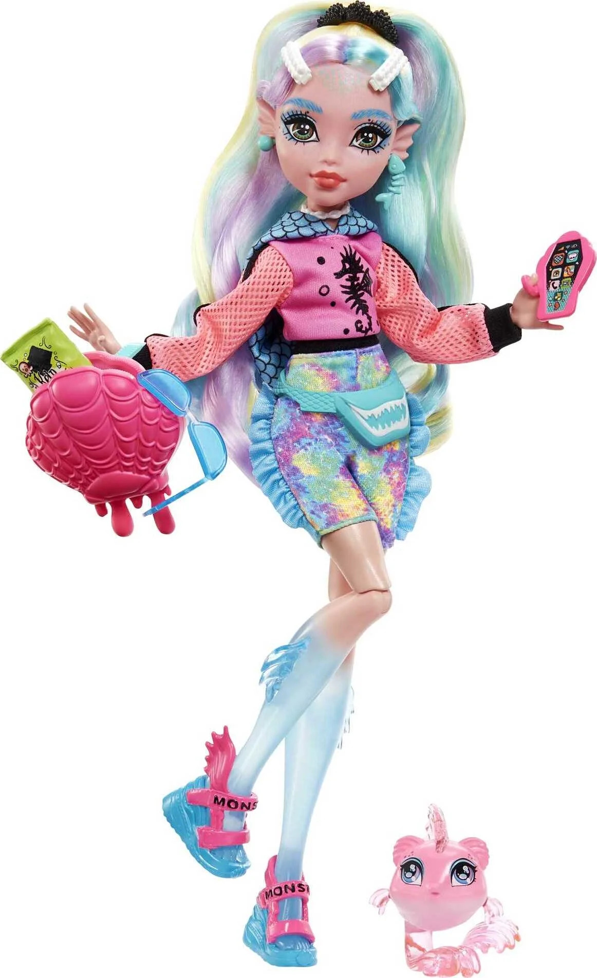 Monster High Lagoona Blue Fashion Doll with Colorful Streaked Hair, Accessories & Pet Piranha - W... | Walmart (US)