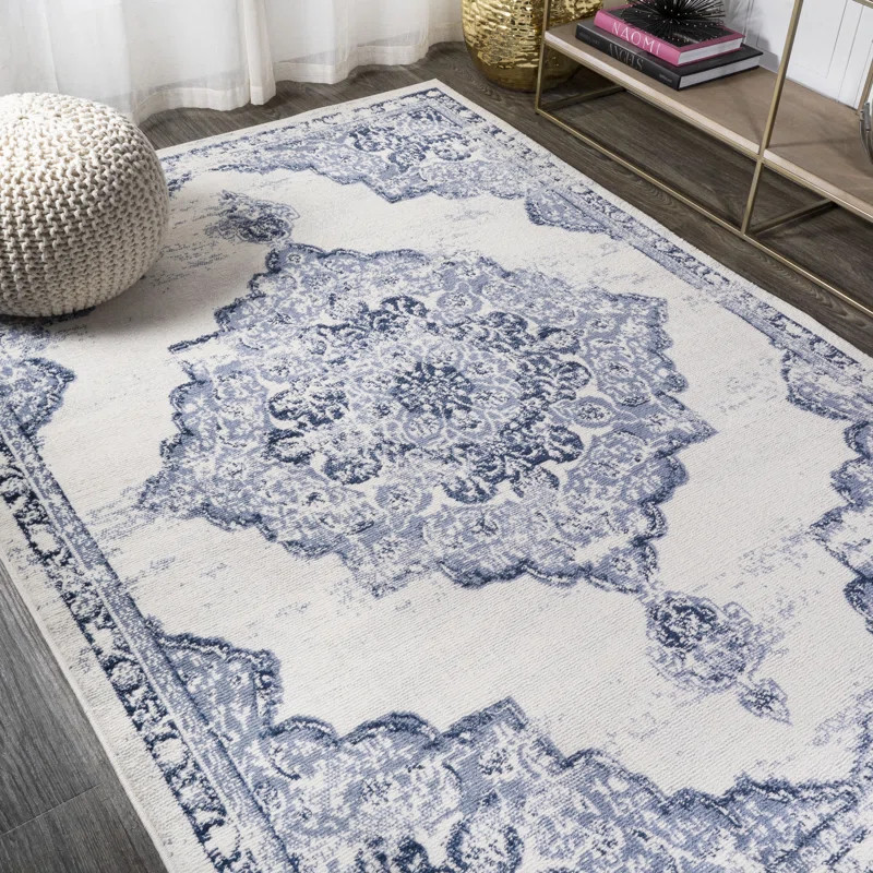 Herrings Oriental Area Rug in Blue/Off White | Wayfair North America