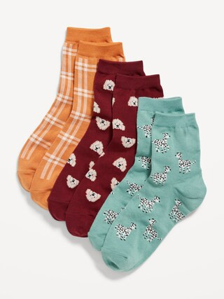 Novelty Quarter Crew Socks 3-Pack For Women | Old Navy (US)
