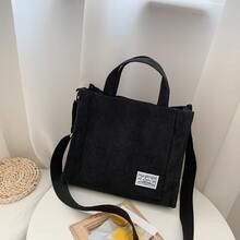 Corduroy Letter Patch Square Bag | SHEIN