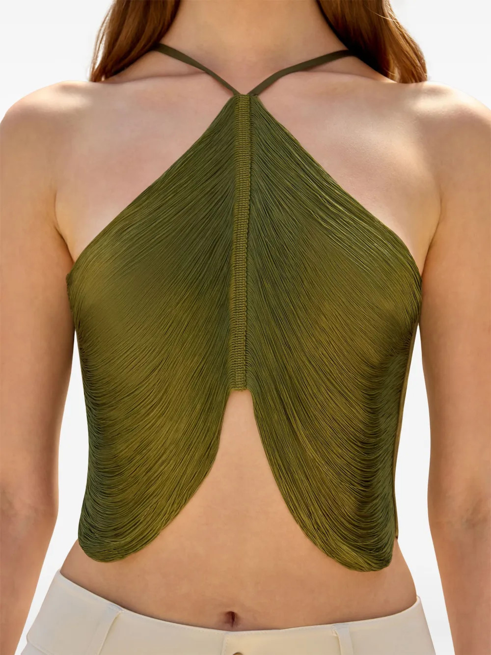 Cult Gaia Quella Fringed Top | Green | FARFETCH | Farfetch Global