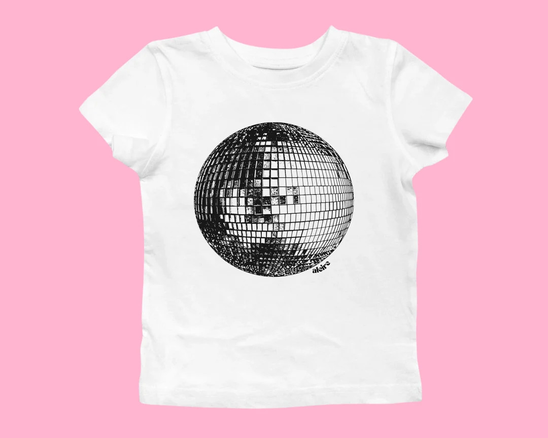 Disco Ball Retro Trendy Baby Tee Red Coquette Screen Graphic - Etsy | Etsy (US)