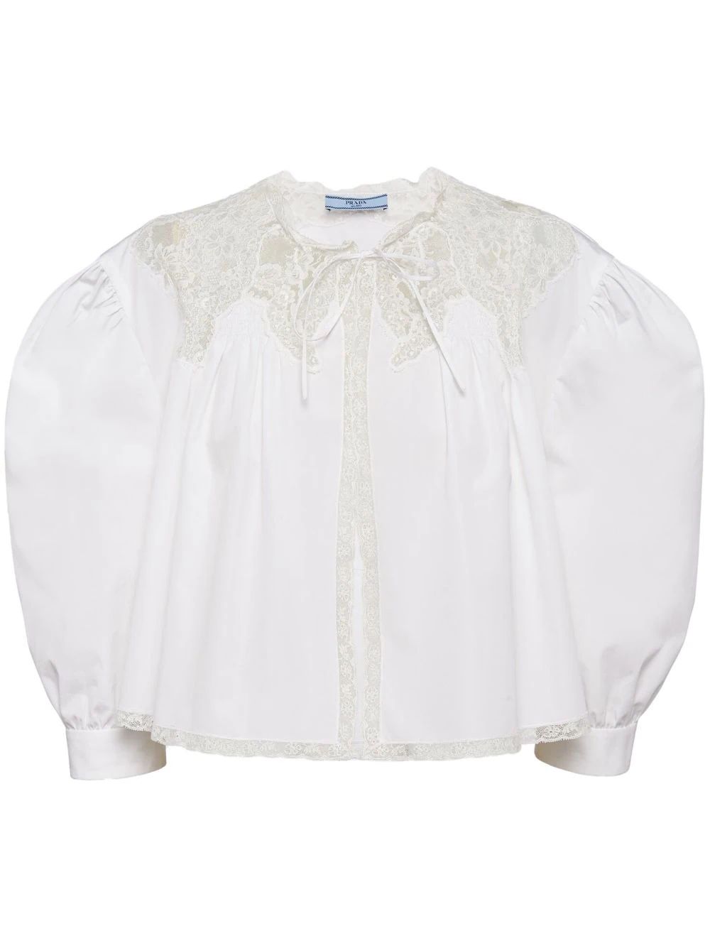 floral-embroidered lace cotton top | Farfetch Global