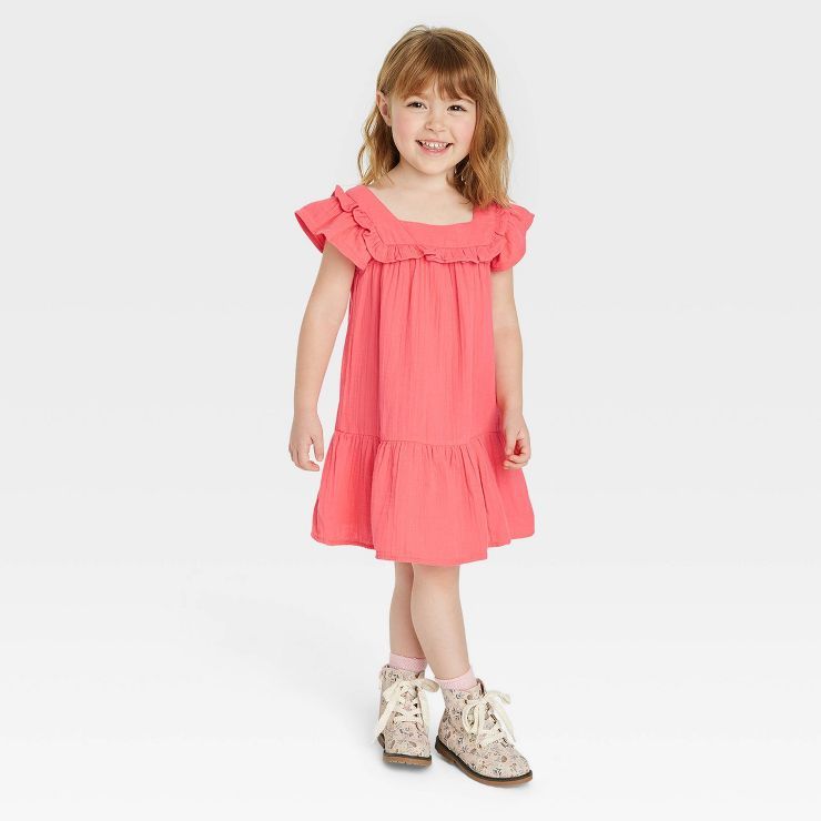 Toddler Girls' Gauze Dress - Cat & Jack™ Orange | Target