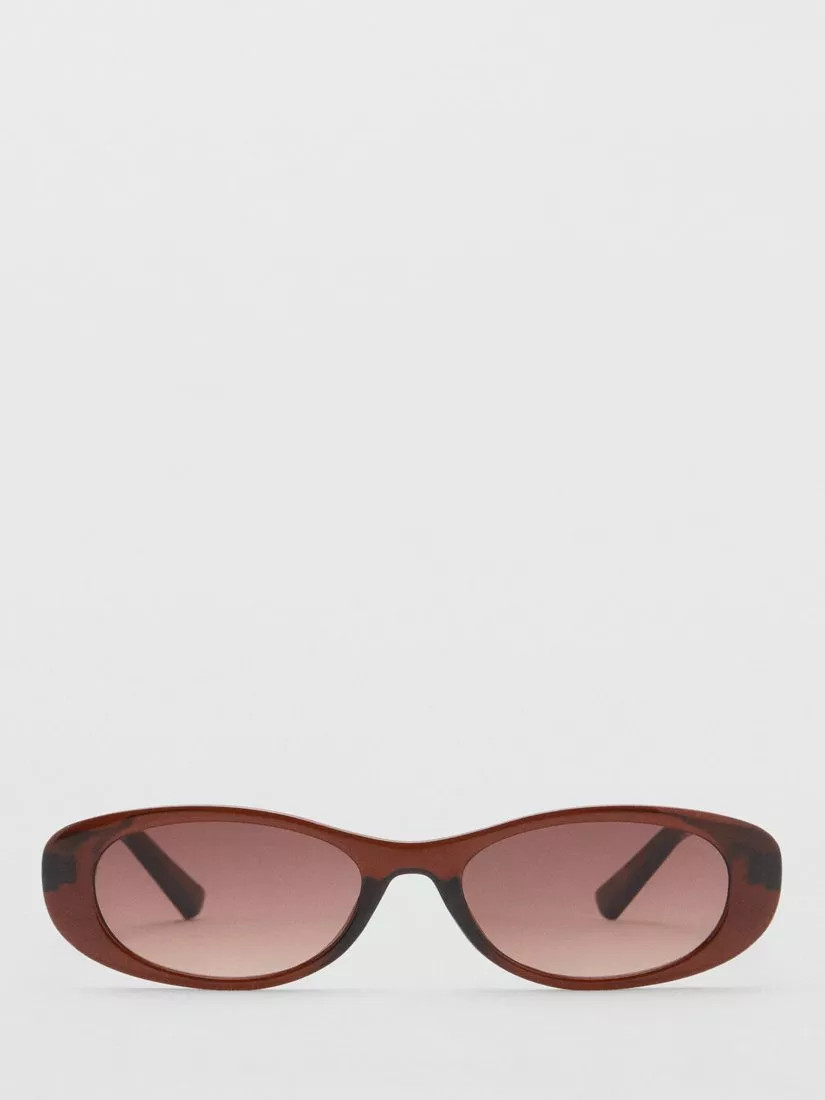 Mango Amalfi Oval Sunglasses, Brown | John Lewis (UK)