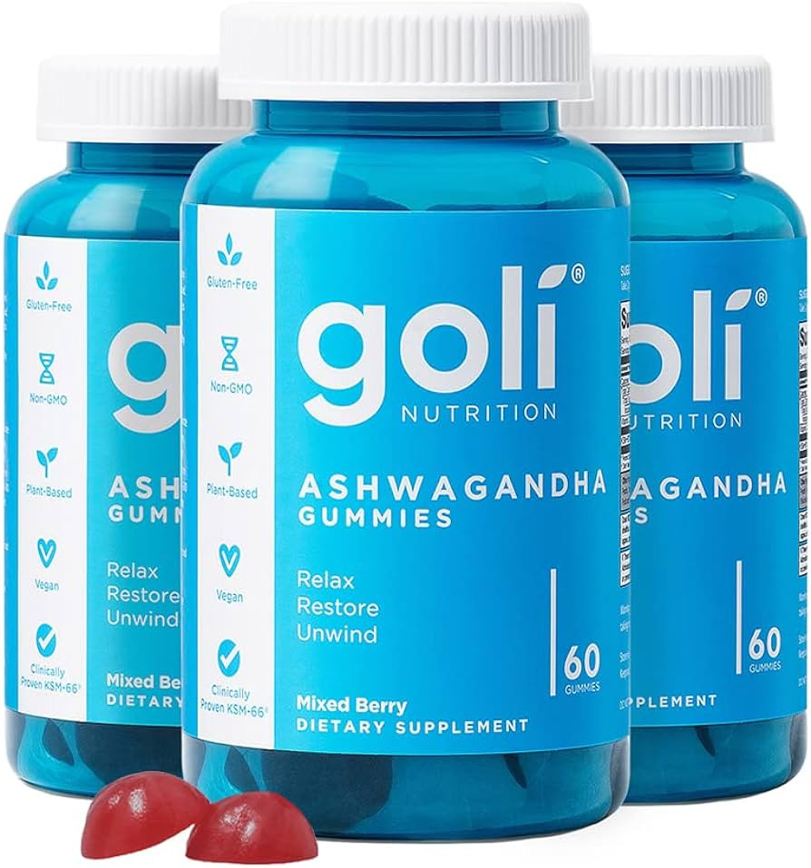 Goli Ashwagandha & Vitamin D Gummy - 180 Count - Mixed Berry, KSM-66, Vegan, Plant Based, Non-GMO... | Amazon (US)