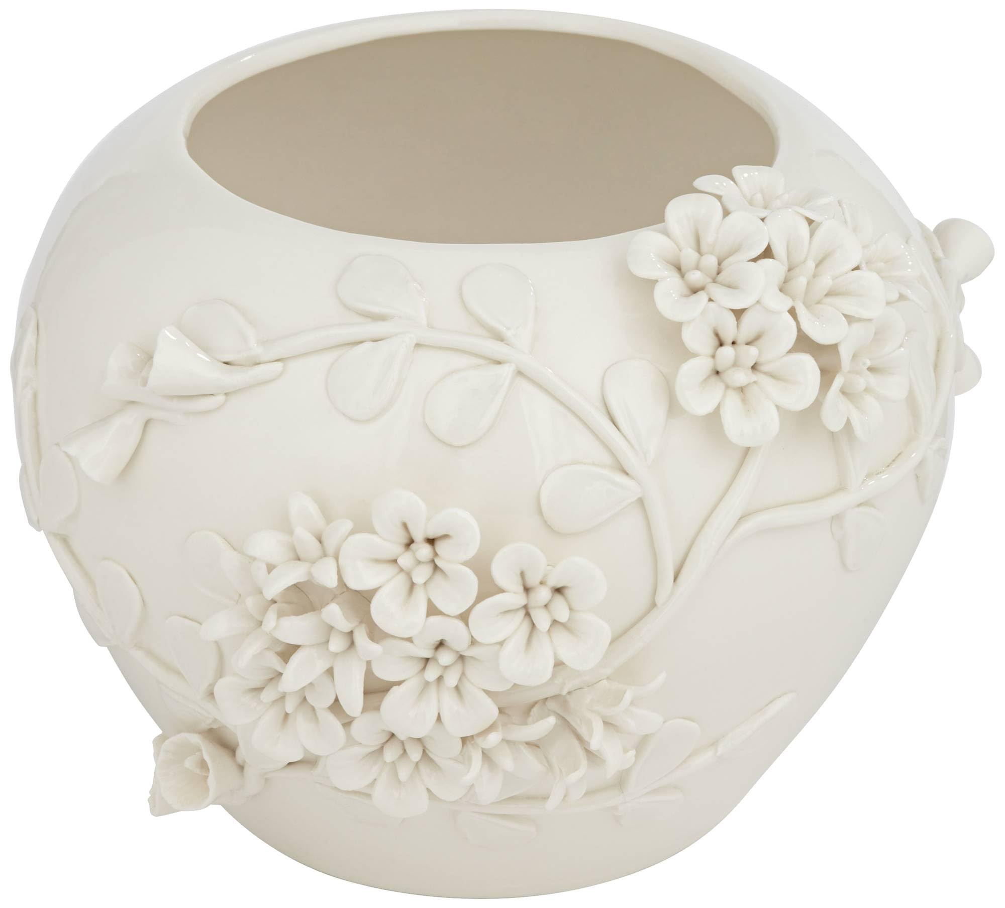Bloomer 8 3/4" Wide White Glazed Floral Decorative Vase | Amazon (US)