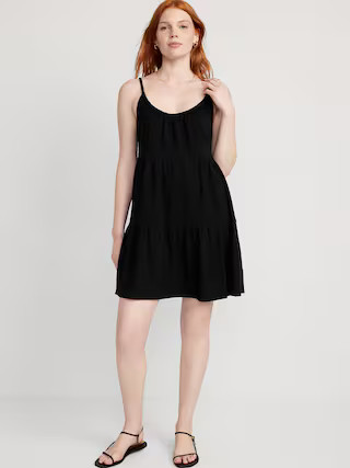 Braided-Strap Tiered Mini Swing Dress for Women | Old Navy (US)