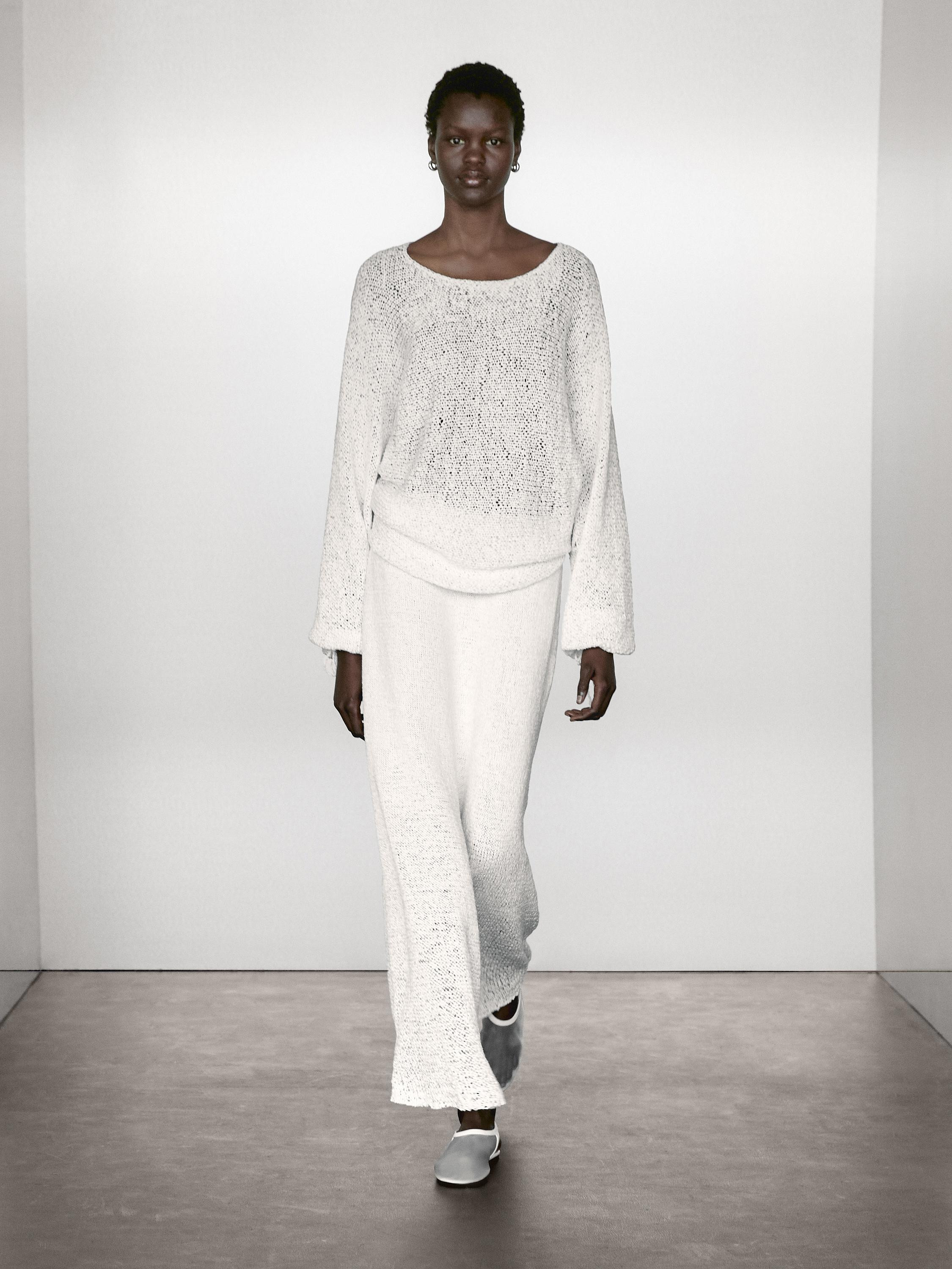 Balloon sleeve sweater with bows | Massimo Dutti UK