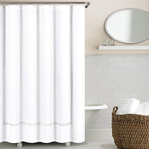 Echelon Home Collection Light Grey Echelon Hotel Three Line Shower Curtain | Amazon (US)