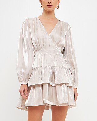 Endless Rose Shiny Tiered Mini Dress | Express
