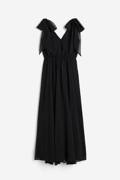 Bow-detail Maxi Dress - Black - Ladies | H&M US | H&M (US + CA)