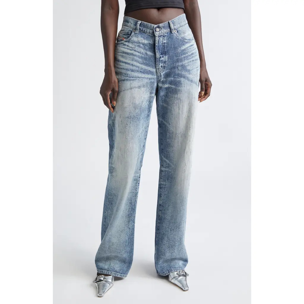 DIESEL® 1971 D-Sent Distressed Straight Leg Jeans in Denim at Nordstrom, Size 26 | Nordstrom