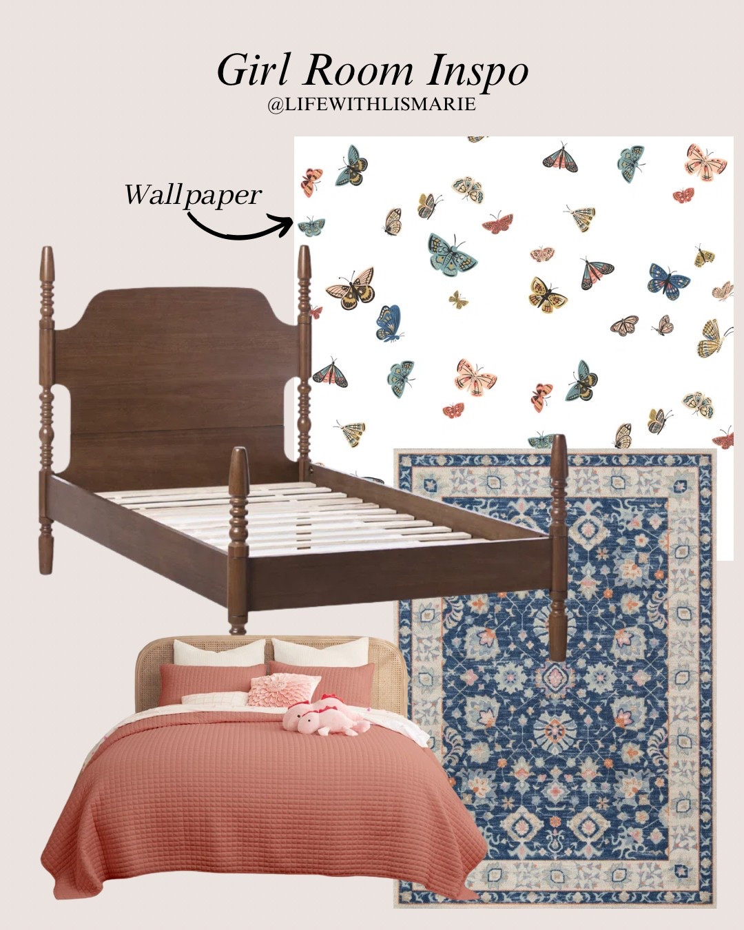 Coral navy butterfly girl room 

#LTKHome #LTKFamily #LTKKids