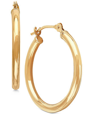 Polished Tube Hoop Earrings in 10k Gold, 4/5 inch | Macy's
