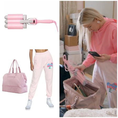 Ariana Madix’s Pink Triple Barrel Waver, Travel Bag and Pink Sweatpants 