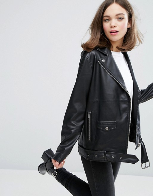 Monki Faux Leather Biker Jacket | ASOS UK
