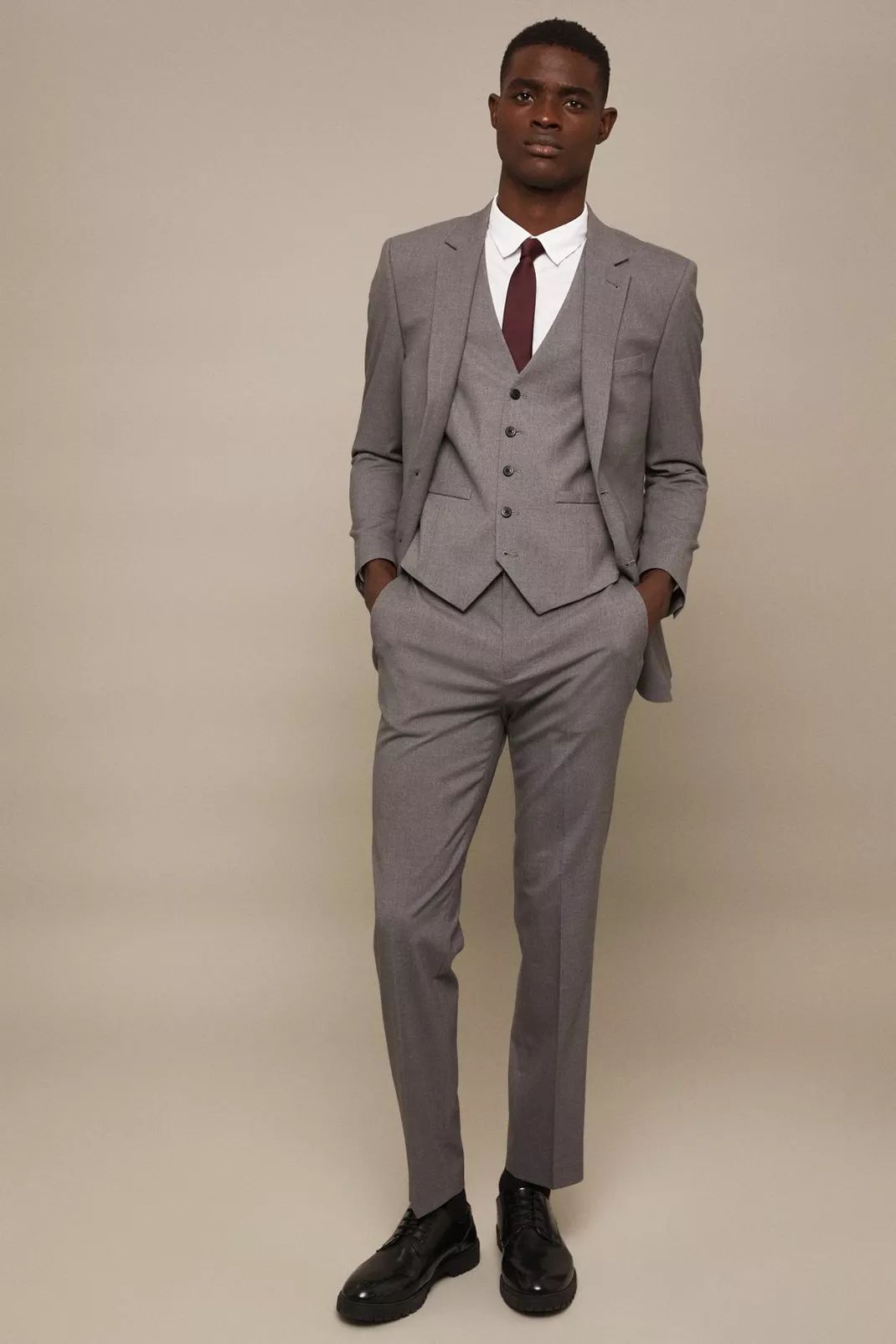 Buy Tailored Fit Light Grey Essential Suit Trousers for GBP 30.00 | Burton UK | Burton UK