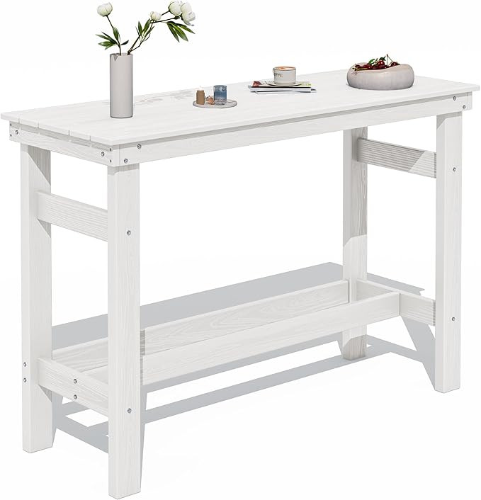 SERWALL 41" HDPE Outdoor Bar Table with 1.6" Umbrella Hole, White | Patio Bar Counter Height Tabl... | Amazon (US)