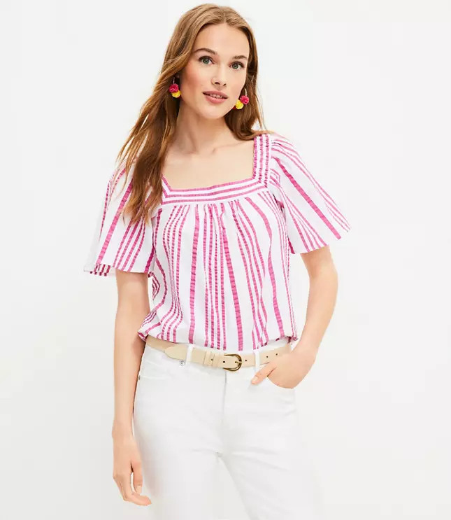 Striped Square Neck Top | LOFT