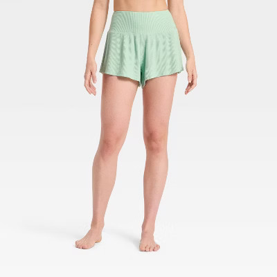 Women's Cozy Ribbed Wide Waistband Shorts - Auden™ Mint XL | Target