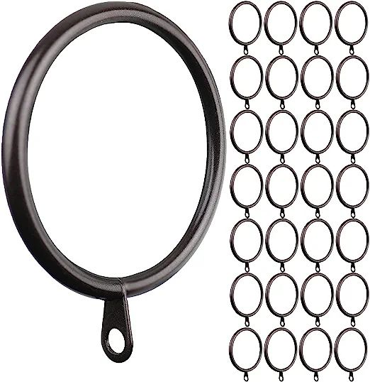 Meriville 28 pcs Oil-Rubbed Bronze 1.5-Inch Inner Diameter Metal Curtain Rings with Eyelets, Fits... | Amazon (US)