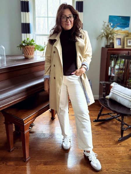 Trench coat season is coming up! Love wearing mine and pairing it with different casual outfits. Styling it with straight jeans, black tank and the ever popular Adidas Sambas OGs. 

Women’s outfit ideas. Fashion favorites. Spring style. Casual wear. Spring capsule. Grand-millennial style. Spring staples.

#LTKstyletip #LTKSpringSale #LTKSeasonal