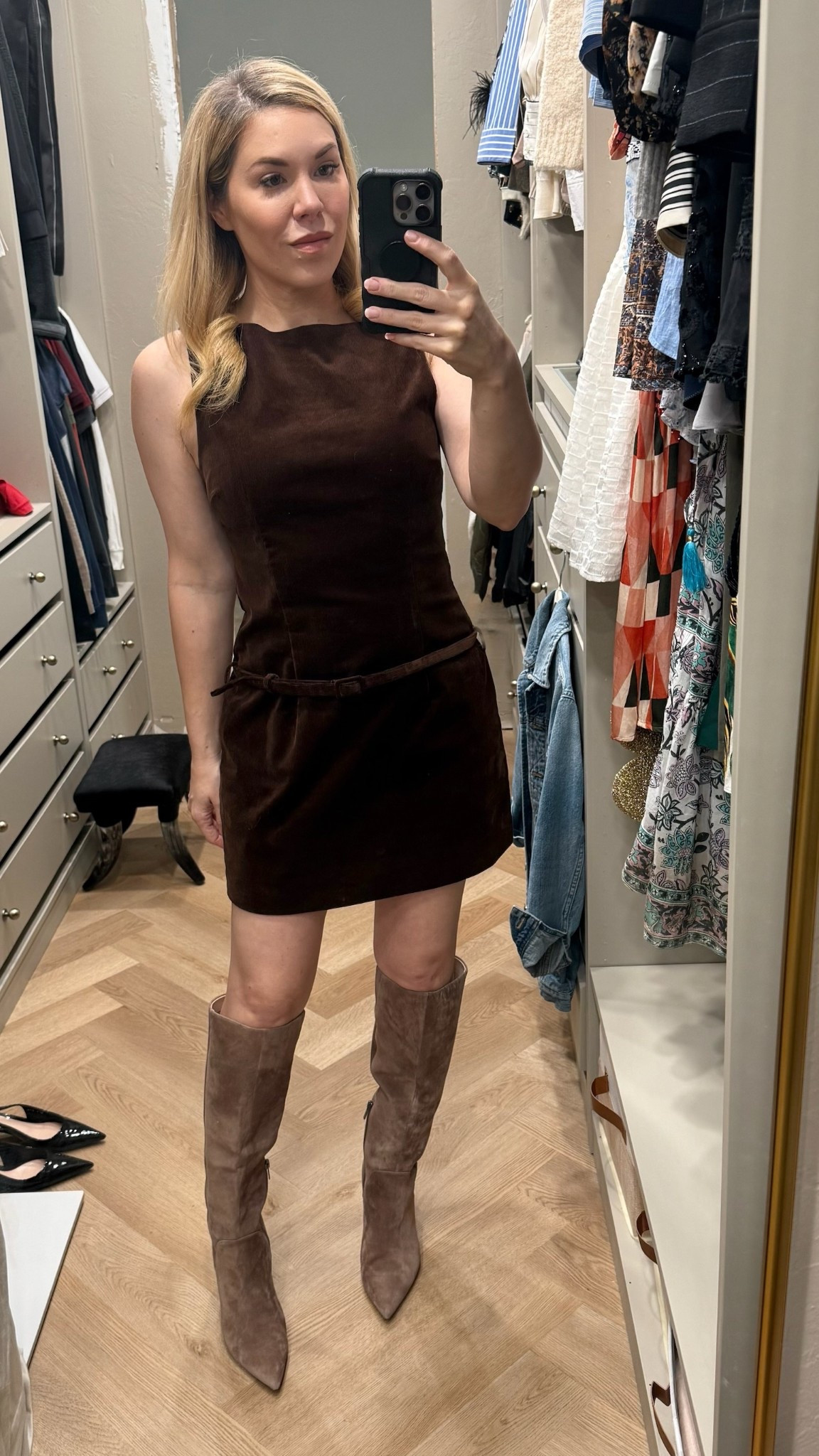 Cute corduroy dress
(I ordered the small instead of my usual XS so it would be looser)
Fits slim
Knee high boots 
Leather boots
Fall outfit 
#ltkshoecrush

#LTKStyleTip #LTKHoliday #LTKSeasonal