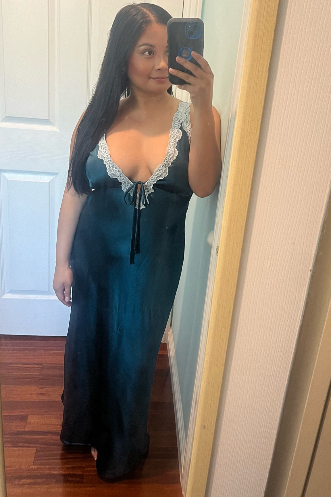 Target Women's Satin Lace Trim Midi Slip Dress Wild Fable Dark Turquoise Dress 

#LTKTravel #LTKWedding #LTKSummerSales