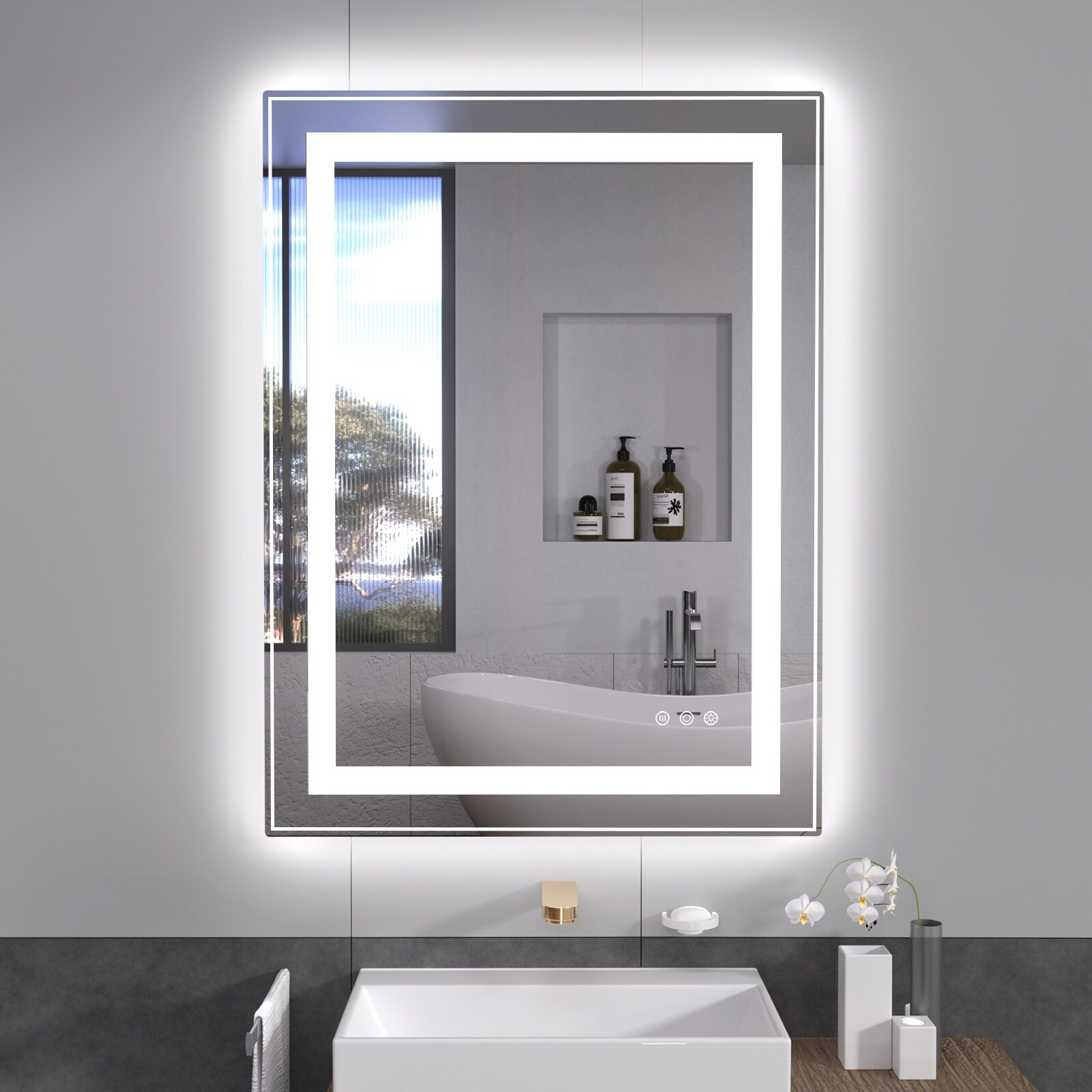 Water Proof Wall Mounted Mirror with Lights, Anti-Fog and Dimmable | Bed Bath & Beyond