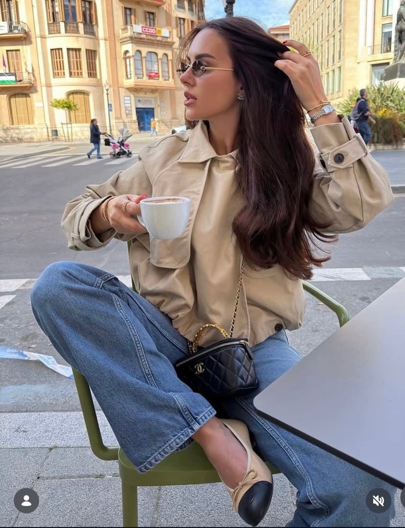 Beige bomber 
Beige cap toe flats
Jeans 

#LTKPetite #LTKFestival #LTKTravel