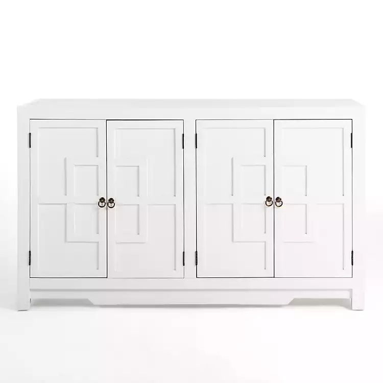 Cyra White 4-Door Wood Cabinet | Kirkland's Home