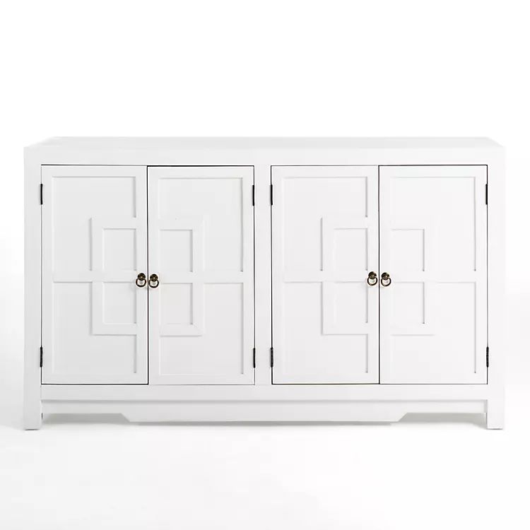 Cyra White 4-Door Wood Cabinet | Kirkland's Home