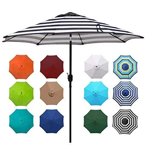 Blissun 9' Outdoor Aluminum Patio Umbrella, Striped Patio Umbrella, Market Striped Umbrella with ... | Walmart (US)