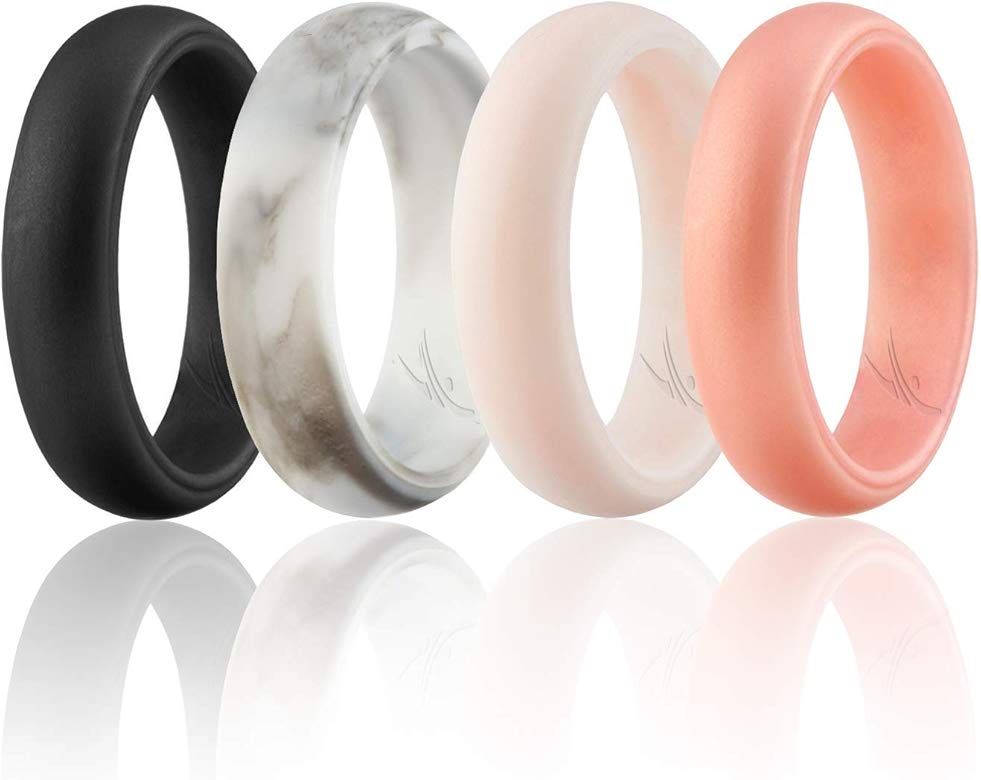 Silicone Wedding Ring for Women, Affordable Silicone Rubber Wedding Bands, 7 Packs, 4 Pack & Sing... | Amazon (US)