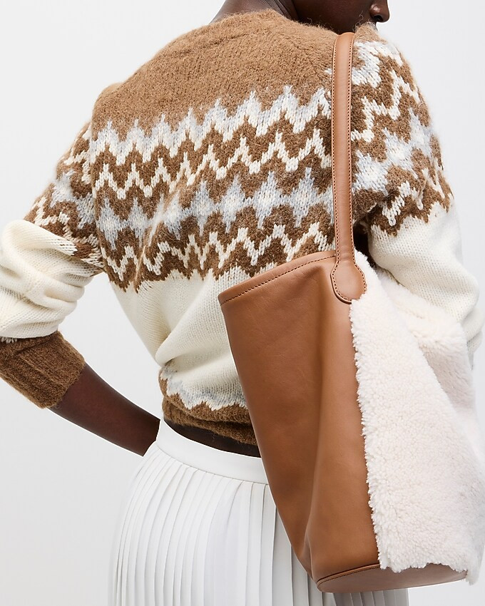 Collection Berkeley bucket bag in leather and shearling | J. Crew US