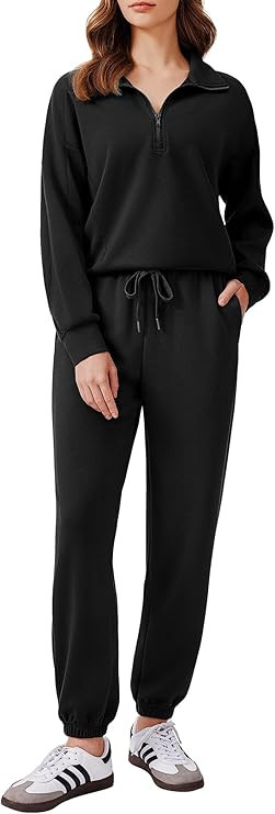 PINSPARK 2 Piece Sets for Women 2024 Fall Outfits Tracksuit Long Sleeve Half Zip Sweatshirt Jogge... | Amazon (US)