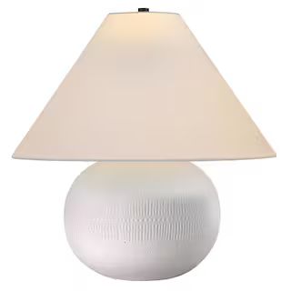 Willa 18.33 in. Cream Ceramic Table Lamp with Fabric Shade | The Home Depot
