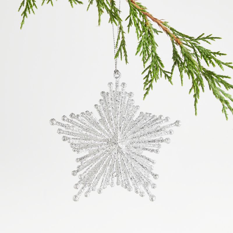 Silver Glitter Starburst Christmas Tree Ornament + Reviews | Crate & Barrel | Crate & Barrel