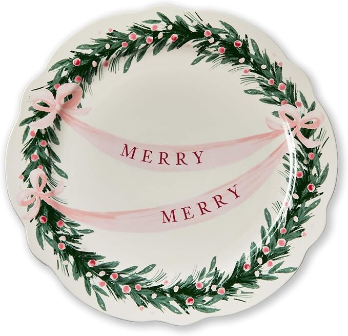 tag Very Merry Round Ceramic Platter 14.5 in Multicolor Dishwasher Safe Perfect for Christmas Ser... | Amazon (US)