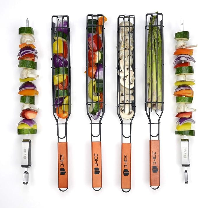 Kebab Grilling Basket & Grilling Skewers Stainless Steel - Kabob Grilling Baskets set of 4 & 2 Me... | Amazon (US)