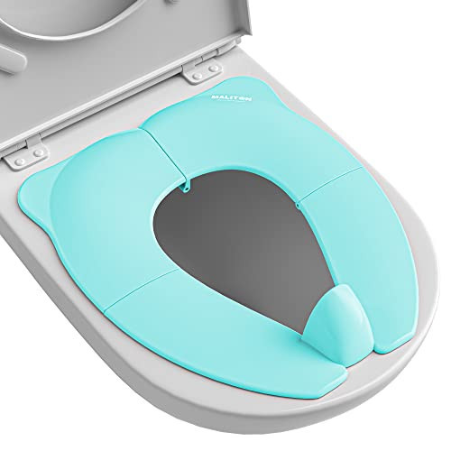 Maliton Travel Potty Seat for Toddler & Kid Travel, Portable Foldable Potty Seat with Storage Bag, Non-Slip Potty Training Toilet Seat Cover wth Splash Guard (Aqua Green) | Amazon (US)