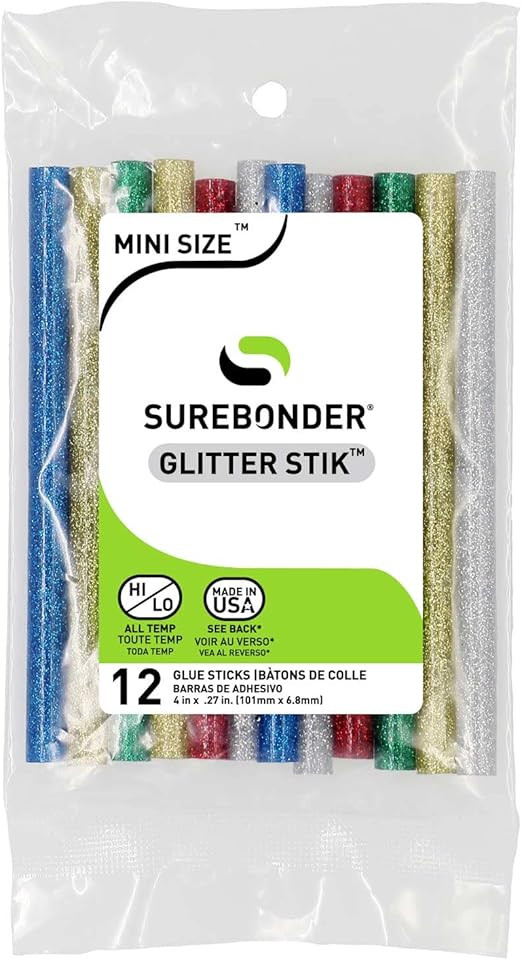 Surebonder Glitter Glue Sticks 4 " Assorted Colors Green Red Blue Gold Silver Bagged | Amazon (US)