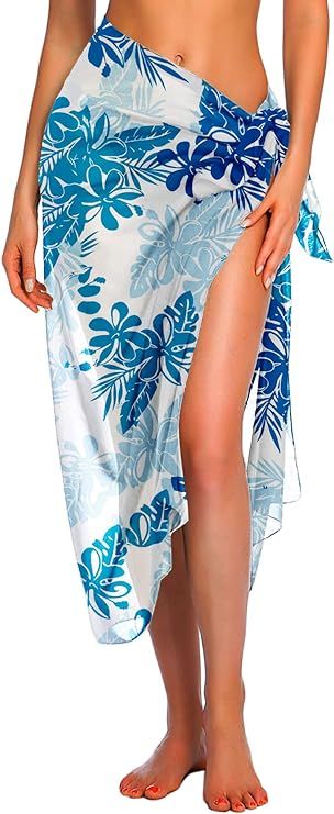 Ekouaer Women Sarong Swimsuit Coverups Chiffon Long Bikini Wraps Sheer Beach Bathing Suit Cover U... | Amazon (US)