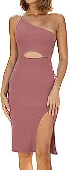 PRETTYGARDEN Dresses for Women 2023 Summer Sexy One Shoulder Dress Knit Cutout Side Slit Cocktail... | Amazon (US)