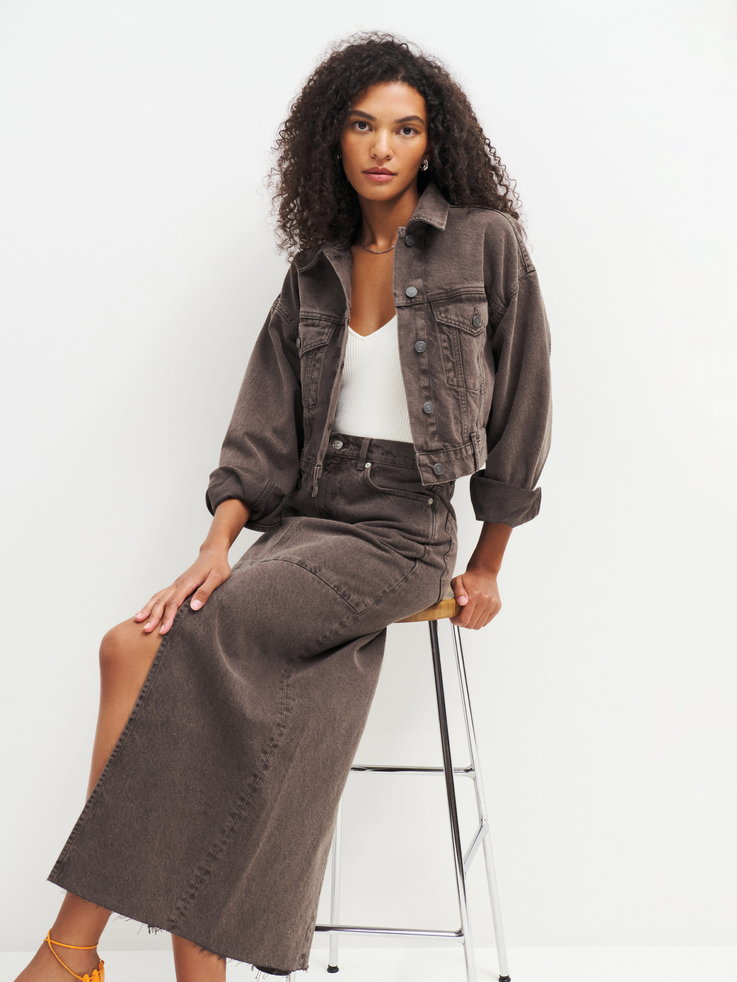 Jori Cropped Denim Jacket | Reformation (Global)