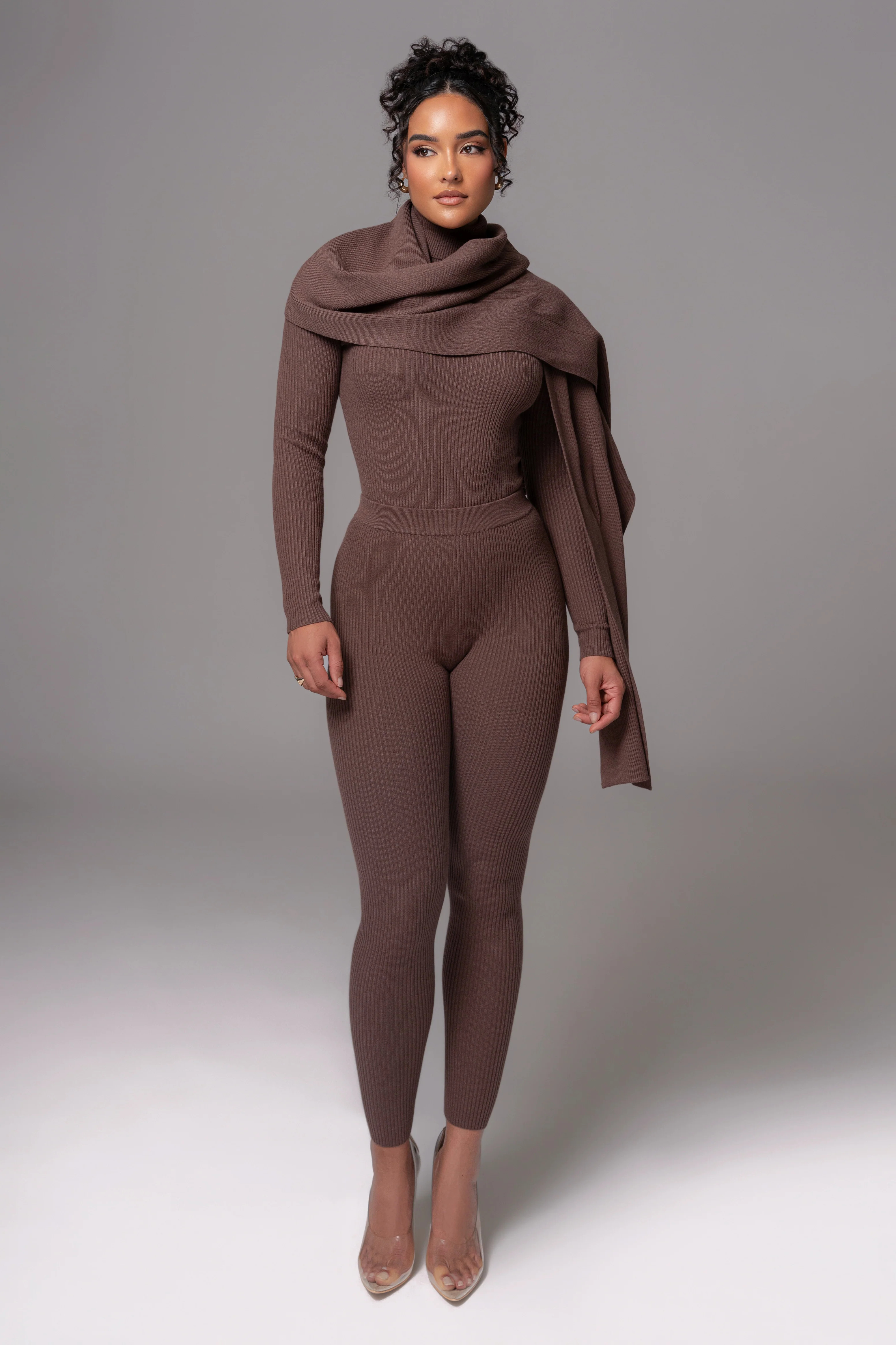 Chocolate Naaya Ribbed Leggings | JLUXLABEL