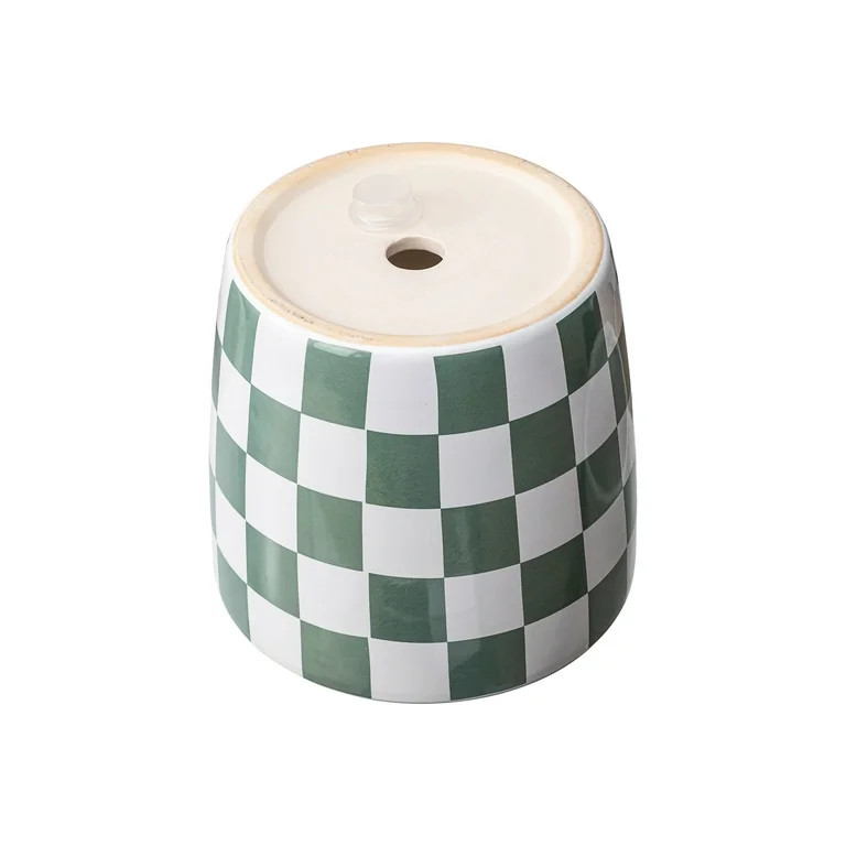 Mainstays 6 inch Green White Checkered Ceramic Planter | Walmart (US)