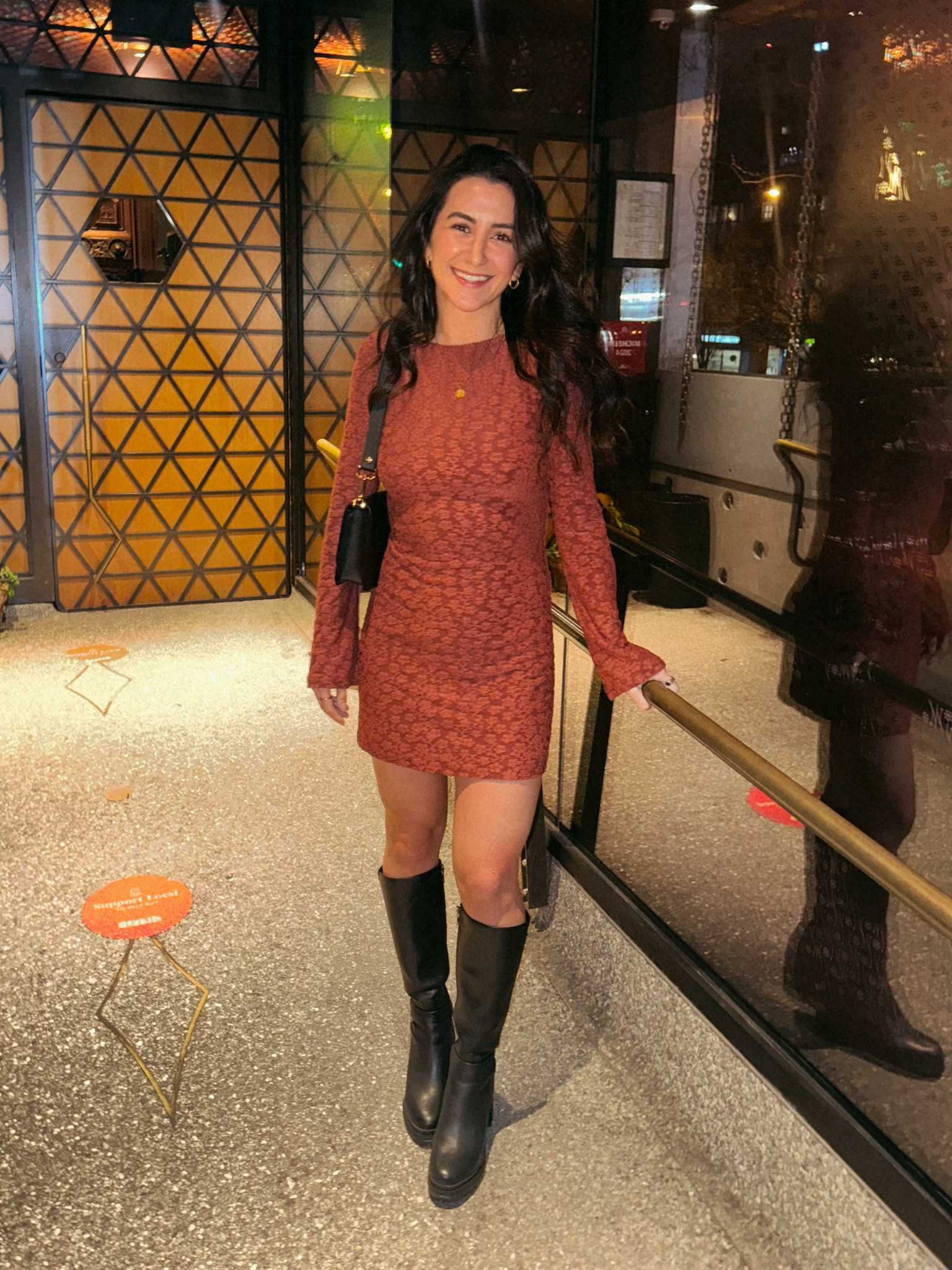 cute (and comfy) dress with an open back. boots are from browns but I linked similar ones  

#LTKParties #LTKHoliday